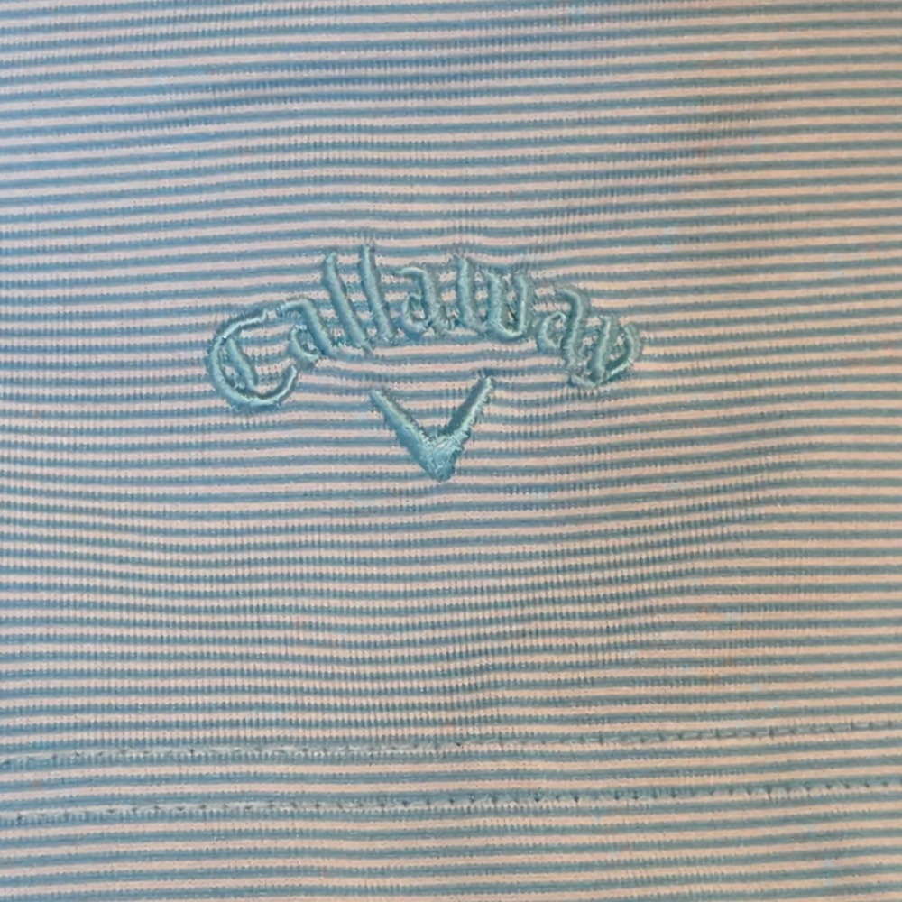 Callaway Golf Opti-Dri Polo Shirt Mens XXL Blue White Stripe Performance Graphic - Picture 5 of 7